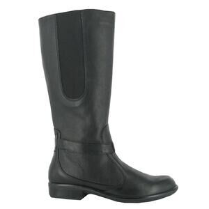NAOT | Black "Viento" Leather Elastic Side Inserts Riding Boots | Women's 38
